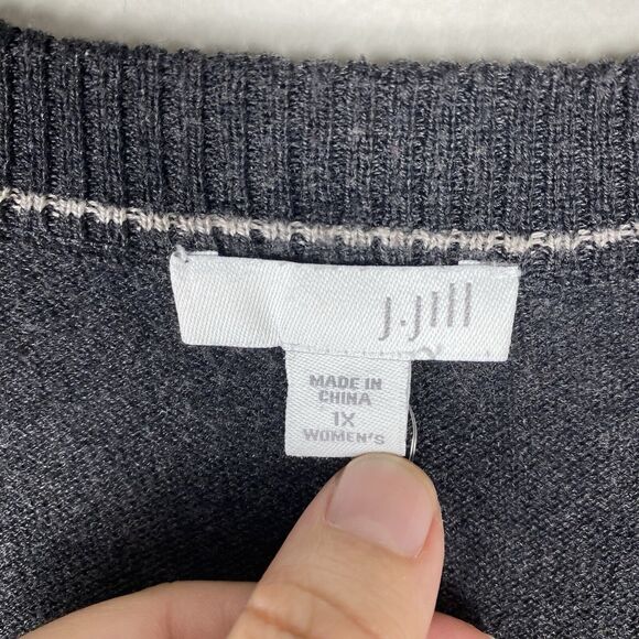 J Jill Cardigan Womens 1X Gray Button Front Wool Knit Sweater Duster Long Sleeve - Picture 4 of 7